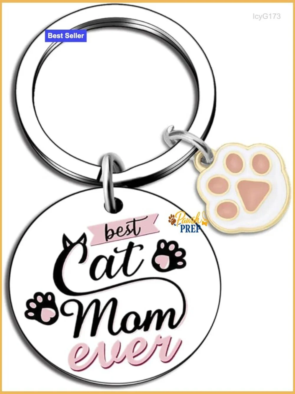 Stainless Steel Cat Mom Keychain Gift for Women Pet Lovers